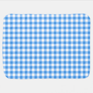 Blue And White Gingham Check Pattern Receiving Blanket