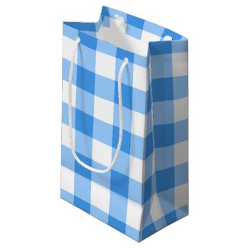 Blue And White Gingham Check Pattern Small Gift Bag by InTrendPatterns at Zazzle