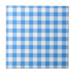 Blue And White Gingham Check Pattern Tile at Zazzle