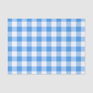 Blue And White Gingham Check Pattern Tissue Paper