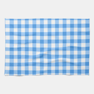 Blue And White Gingham Check Pattern Towel