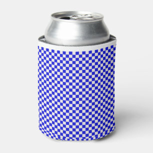 Blue And White Gingham Checkered Can Cooler