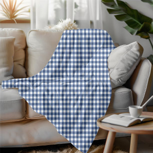 Blue and White Gingham Checkered Cozy Style Fleece Blanket