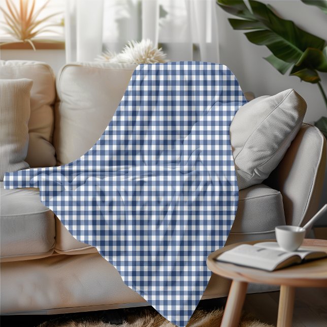 Blue and White Gingham Checkered Cozy Style Fleece Blanket (Creator Uploaded)