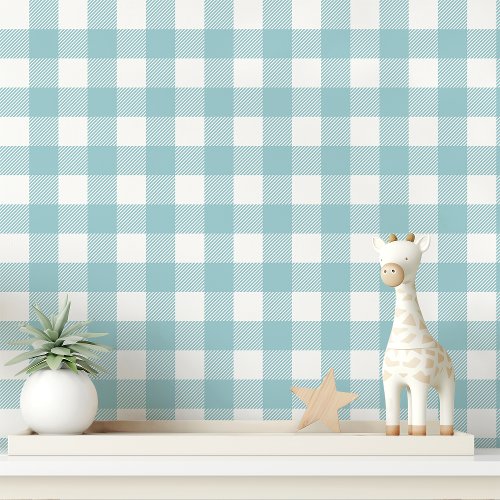 Blue And White Gingham Checkered Wallpaper