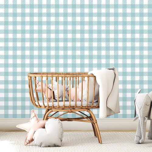 Blue and White Gingham Checkered Wallpaper