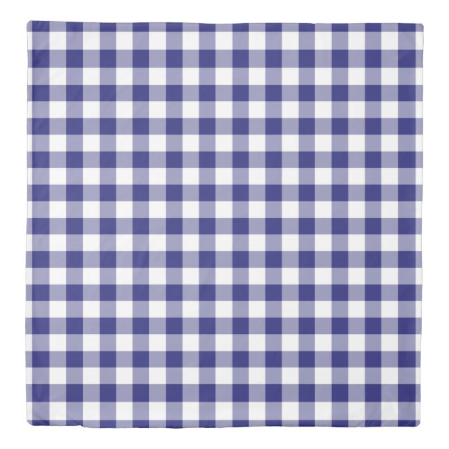 Blue And White Gingham Checks Pattern Duvet Cover (Front)