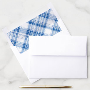 Blue and White Gingham Country Chic Stationery Envelope Liner