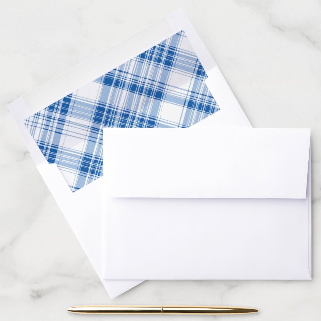 Blue and White Gingham Country Chic Stationery  Envelope Liner (Desk)