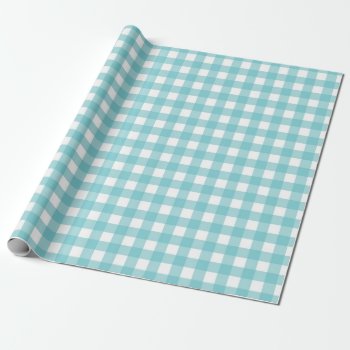Blue And White Gingham Design Wrapping Paper by greatgear at Zazzle
