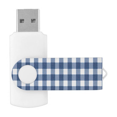Blue and White Gingham Flash Drive