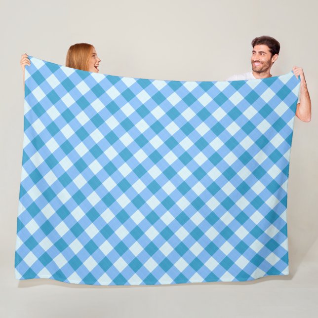 Blue and White Gingham Pattern Picnic Blanket (In Situ)
