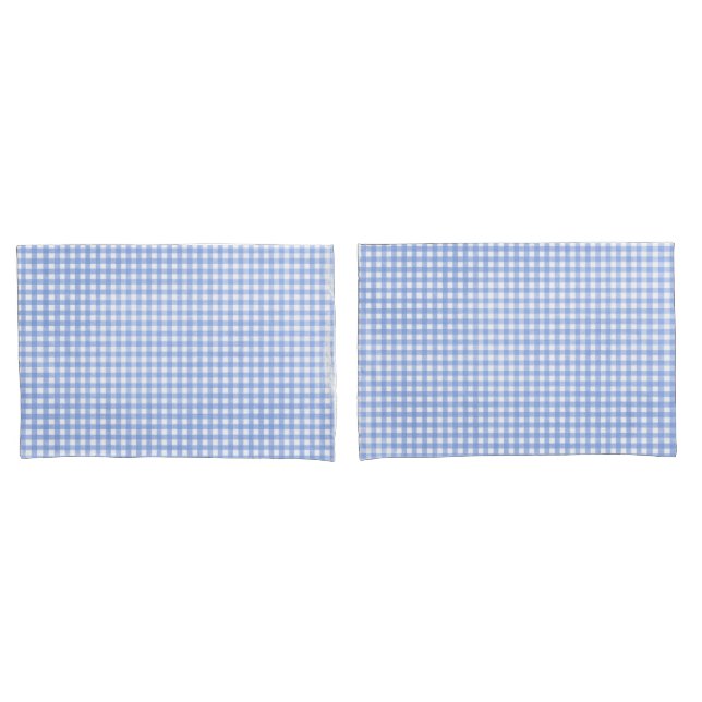 Blue and White Gingham Pattern Pillow Case (Front-Set)