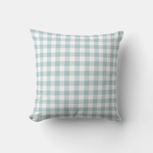 Blue and White Gingham Pattern Throw Pillow