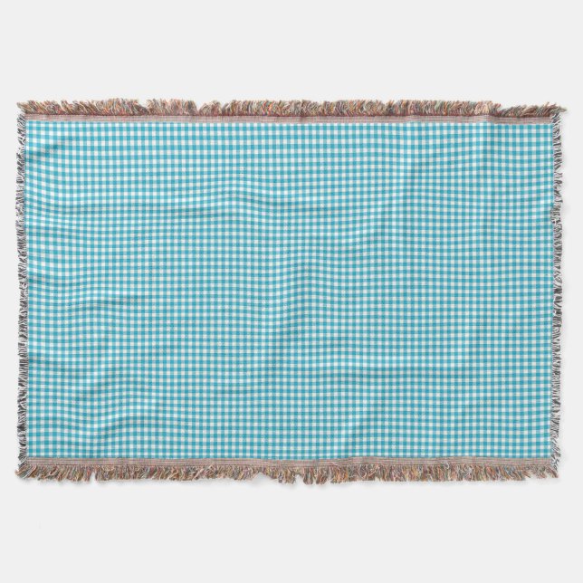 Blue and white gingham patterned blanket  (Front)