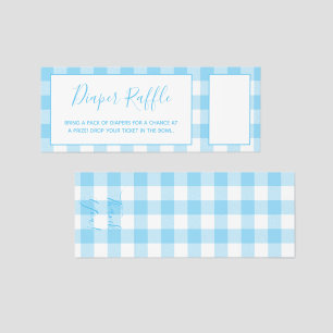 Blue and White Gingham Plaid Diaper Raffle Tickets