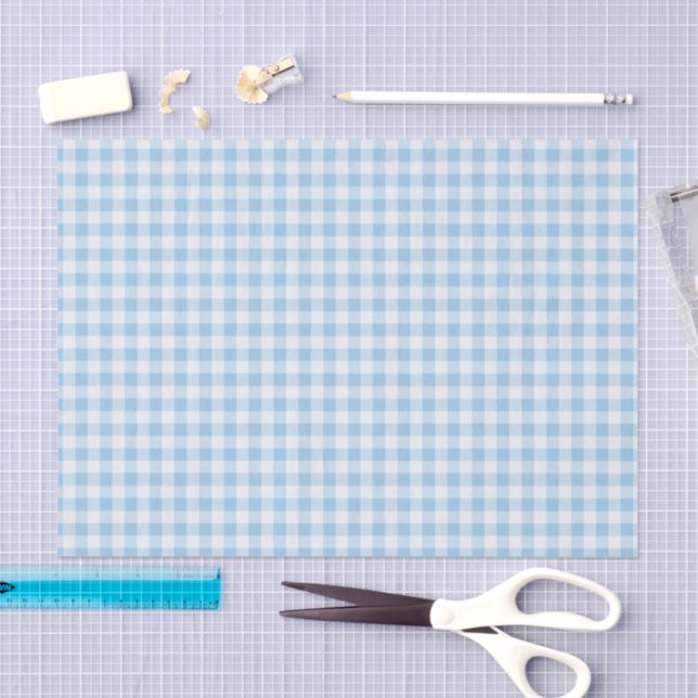 Blue and white Gingham plaid Tissue Paper (Craft)