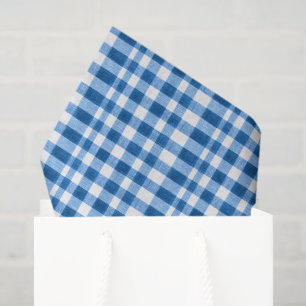 Blue and White Gingham Tissue Paper