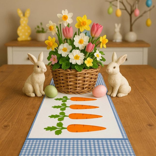 Blue and White Gingham with Carrots Table Runner (Creator Uploaded)