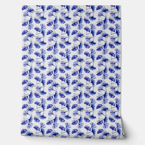 Blue and white gingko leaf  wallpaper 