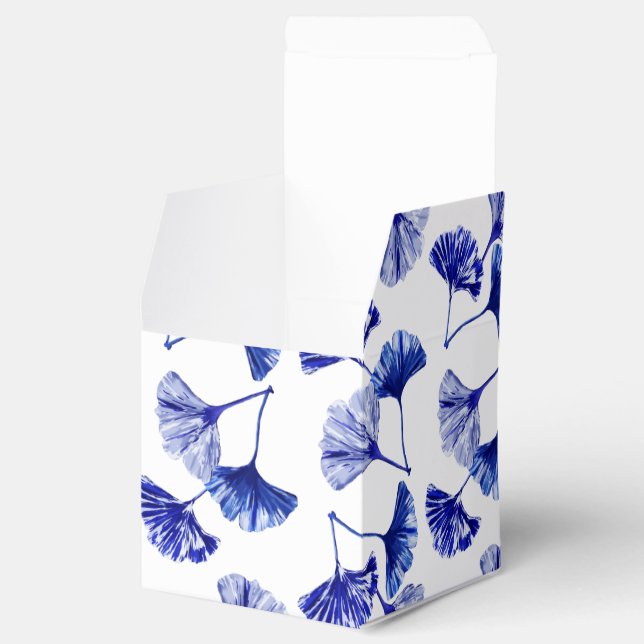Blue and white gingko leaves favor boxes (Opened)