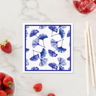 Blue and white gingko leaves napkins
