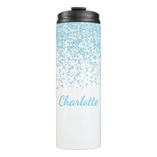Blue and White Glittery Custom Thermal Tumbler