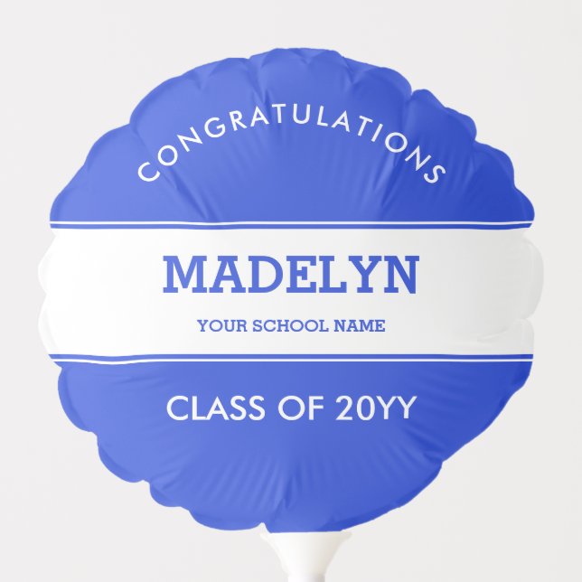 Blue and White Graduation Custom Balloon (Front)