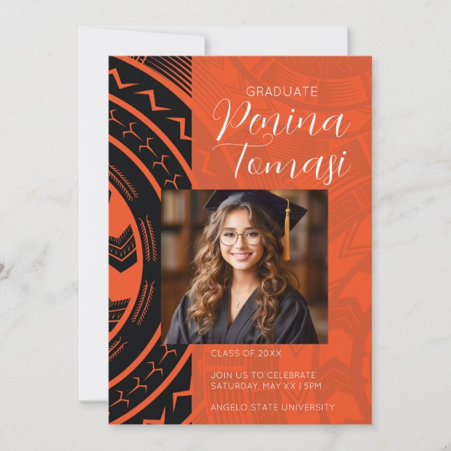Blue and White Graduation Invitation (Front)