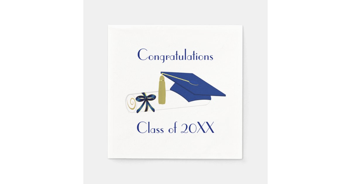 Blue and White Graduation Party Paper Napkins | Zazzle