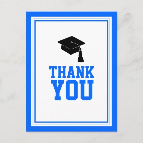 Blue and White Graduation Party Thank You Postcard