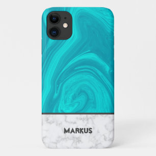 Blue And White -Gray Marble iPhone 11 Case