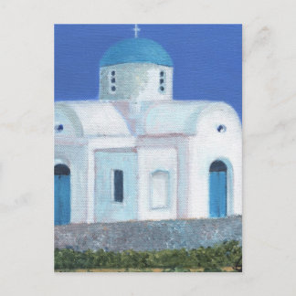Blue And White Greek Cypriot Church Postcard