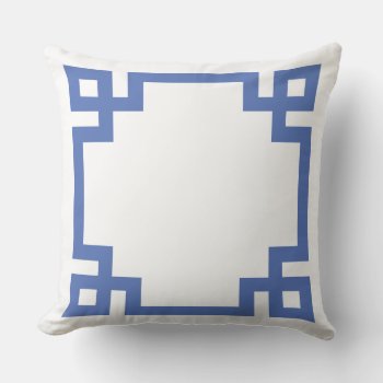 Blue And White Greek Key Border Throw Pillow by jenniferstuartdesign at Zazzle