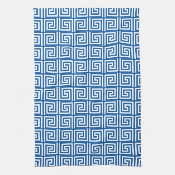 Blue And White Greek Key Design Kitchen Towel by Home_Suite_Home at Zazzle
