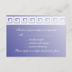 Blue and White Greek Key RSVP Cards