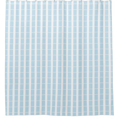 Blue and White Grid Shower Curtain