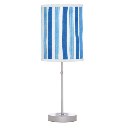 Blue and white handpainted stripes table lamp