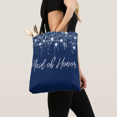 Blue and White Hanging Lights Bride Tote Bag