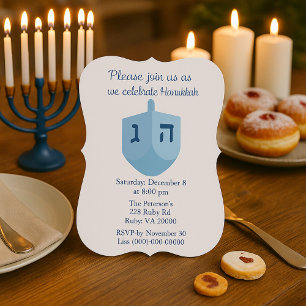 Blue and White Hanukkah Party Invitation
