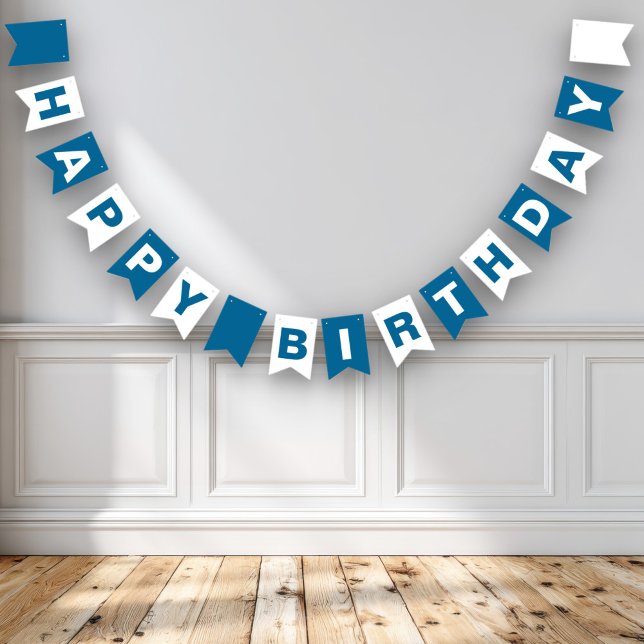 Blue and White Happy Birthday Bunting Flags (Creator Uploaded)