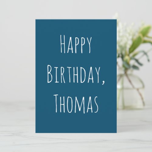 Blue and White Happy Birthday to him Greeting Card