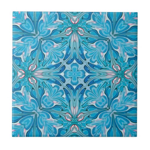 blue and white harmonious floral pattern tiles