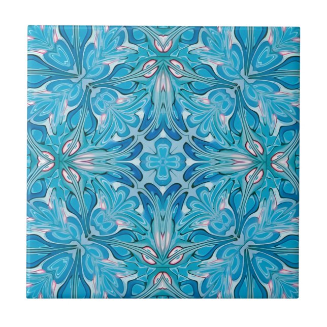 blue and white harmonious floral pattern tiles (Front)
