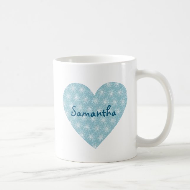 Blue and White Heart Coffee Mug (Right)