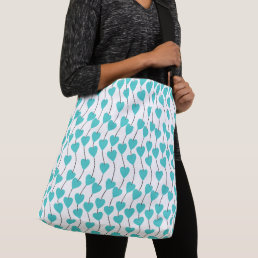 Blue and White Heart Pattern Crossbody Bag