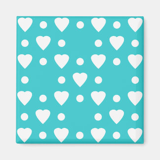 Blue and White heart pattern Magnet