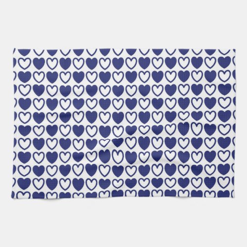Blue and White Hearts Kitchen Towel