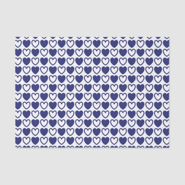 Blue and White Hearts Tissue Paper (Front)