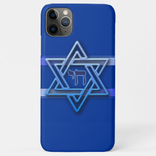 Blue and White Hebrew Chai Star of David iPhone 11 Pro Max Case